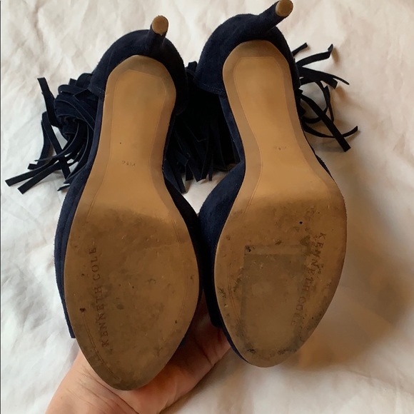 navy fringe ankle heels - Picture 4 of 7